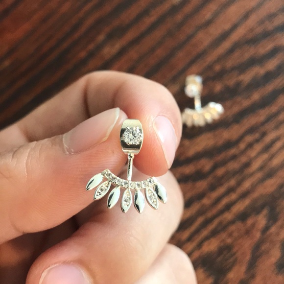 HUGGIE SILVER TONE EARRINGS - Picture 2 of 2